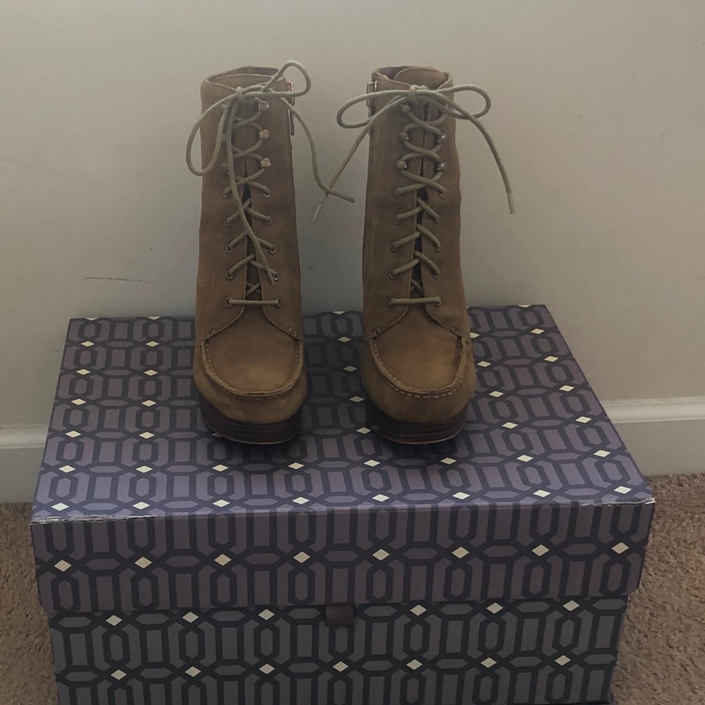 Coach Tan Suede Wedge Boots